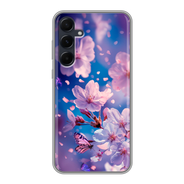 Силиконовый чехол на Samsung Galaxy A55 с принтом цветы бабочки