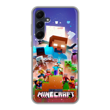 Силиконовый чехол на Samsung Galaxy A55 с принтом Майнкрафт Minecraft