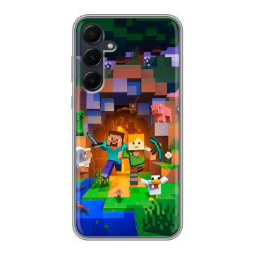 Силиконовый чехол на Samsung Galaxy A55 с принтом Майнкрафт Minecraft