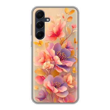 Силиконовый чехол на Samsung Galaxy A55 с принтом Цветы и бабочки