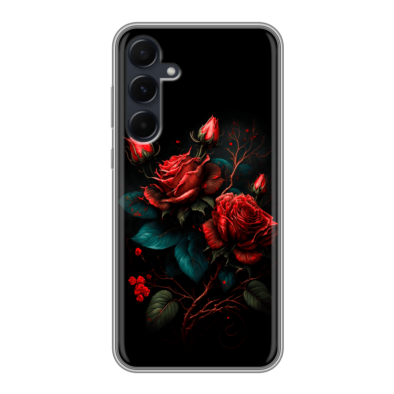 Силиконовый чехол на Samsung Galaxy A55 с принтом Розы красные Силиконовый чехол на Samsung Galaxy A55 с принтом Розы красные