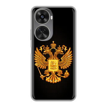 Силиконовый чехол на Huawei Nova 11 SE с принтом Герб России желтый