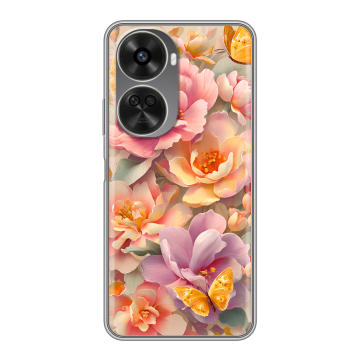 Силиконовый чехол на Huawei Nova 11 SE с принтом Цветы и бабочки