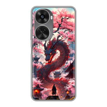 Силиконовый чехол на Huawei Nova 11 SE с принтом Дракон Японский Силиконовый чехол на Huawei Nova 11 SE с принтом Дракон Японский