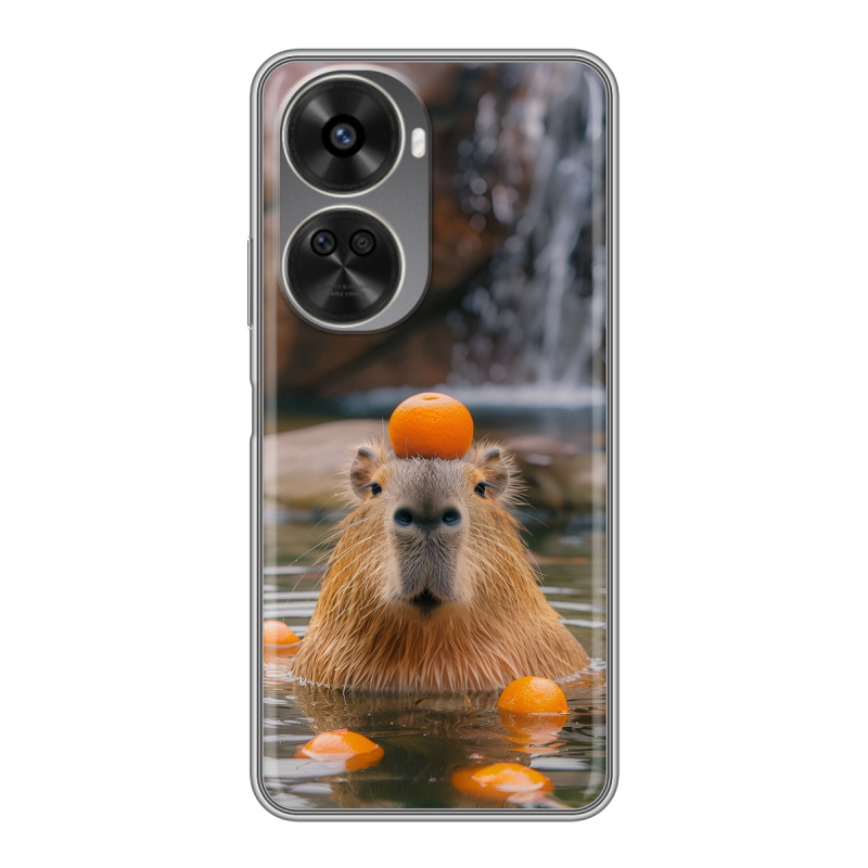 Силиконовый чехол на Huawei Nova 11 SE с принтом Капибара с апельсином Силиконовый чехол на Huawei Nova 11 SE с принтом Капибара с апельсином