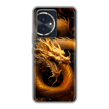 Силиконовый чехол на Honor 100 с принтом Золотой дракон
