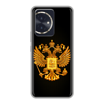 Силиконовый чехол на Honor 100 с принтом Герб России желтый Силиконовый чехол на Honor 100 с принтом Герб России желтый