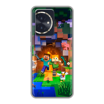 Силиконовый чехол на Honor 100 с принтом Майнкрафт Minecraft