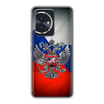 Силиконовый чехол на Honor 100 с принтом Флаг России Силиконовый чехол на Honor 100 с принтом Флаг России