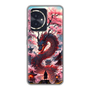 Силиконовый чехол на Honor 100 с принтом Дракон Японский Силиконовый чехол на Honor 100 с принтом Дракон Японский