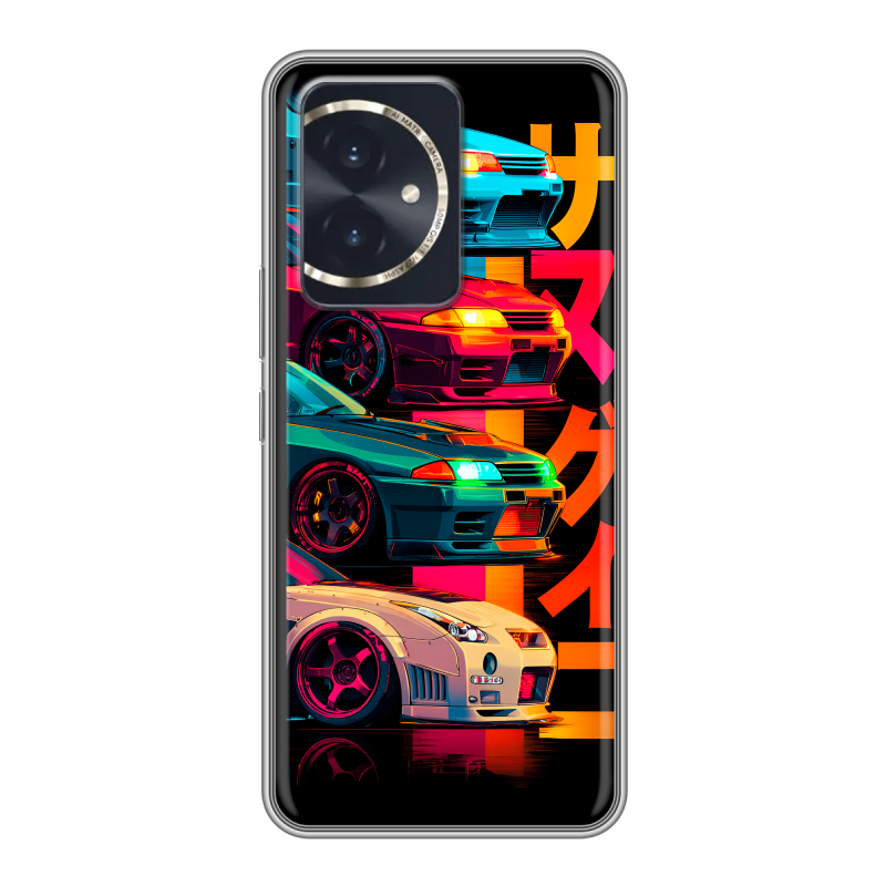 Силиконовый чехол на Honor 100 с принтом Гоночные машины Силиконовый чехол на Honor 100 с принтом Гоночные машины