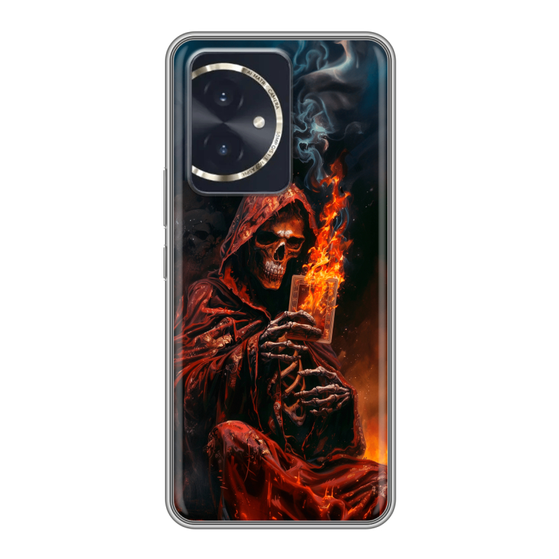 Силиконовый чехол на Honor 100 с принтом Скелет и карты Силиконовый чехол на Honor 100 с принтом Скелет и карты