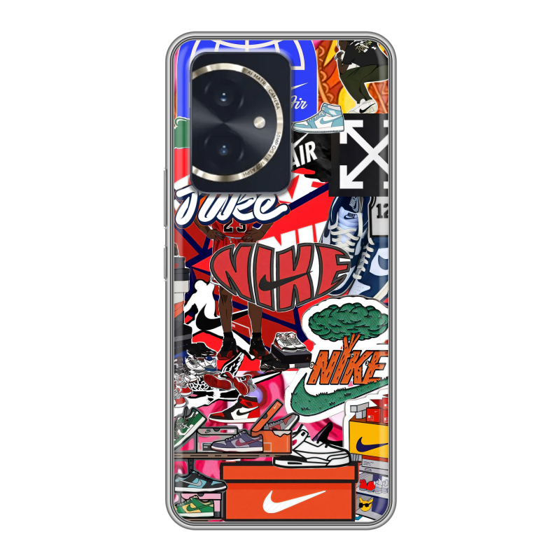 Силиконовый чехол на Honor 100 с принтом Найк Nike яркий Силиконовый чехол на Honor 100 с принтом Найк Nike яркий