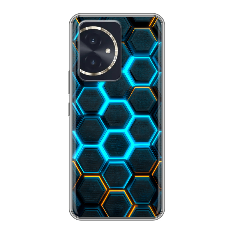 Силиконовый чехол на Honor 100 с принтом Неоновые соты Силиконовый чехол на Honor 100 с принтом Неоновые соты