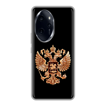 Силиконовый чехол на Honor 100 Pro с принтом Герб России золотой