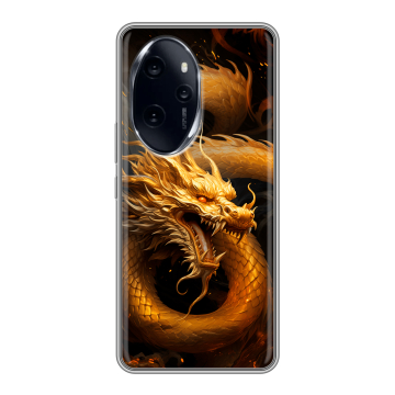 Силиконовый чехол на Honor 100 Pro с принтом Золотой дракон