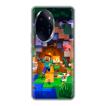 Силиконовый чехол на Honor 100 Pro с принтом Майнкрафт Minecraft