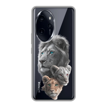 Силиконовый чехол на Honor 100 Pro с принтом Львы Силиконовый чехол на Honor 100 Pro с принтом Львы