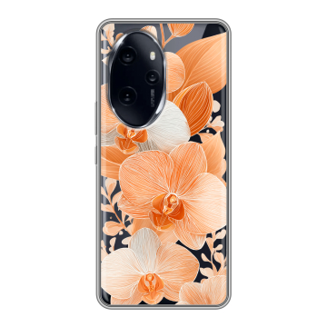Силиконовый чехол на Honor 100 Pro с принтом Бежевые цветы Силиконовый чехол на Honor 100 Pro с принтом Бежевые цветы