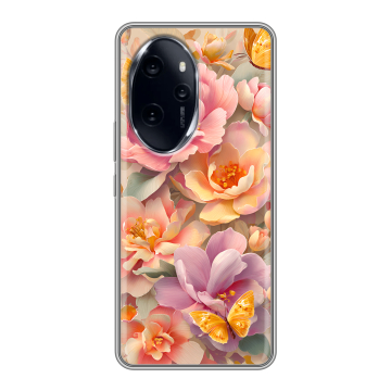 Силиконовый чехол на Honor 100 Pro с принтом Цветы и бабочки Силиконовый чехол на Honor 100 Pro с принтом Цветы и бабочки