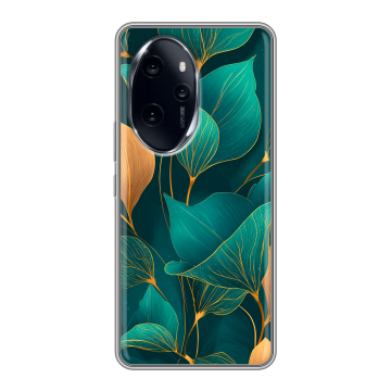 Силиконовый чехол на Honor 100 Pro с принтом Листья и золото Силиконовый чехол на Honor 100 Pro с принтом Листья и золото