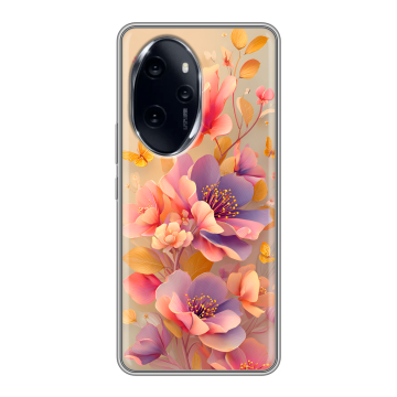Силиконовый чехол на Honor 100 Pro с принтом Цветы и бабочки