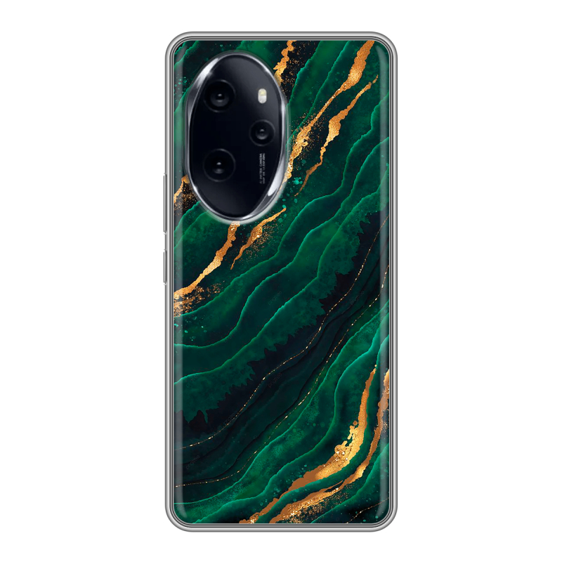Силиконовый чехол на Honor 100 Pro с принтом Мрамор зеленое золото Силиконовый чехол на Honor 100 Pro с принтом Мрамор зеленое золото