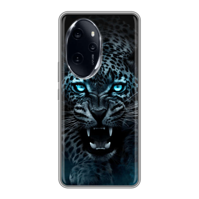 Силиконовый чехол на Honor 100 Pro с принтом Темный леопард Силиконовый чехол на Honor 100 Pro с принтом Темный леопард