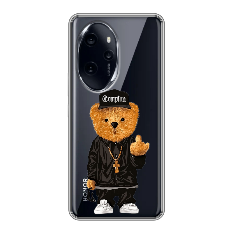 Силиконовый чехол на Honor 100 Pro с принтом Плюшевый медведь Силиконовый чехол на Honor 100 Pro с принтом Плюшевый медведь