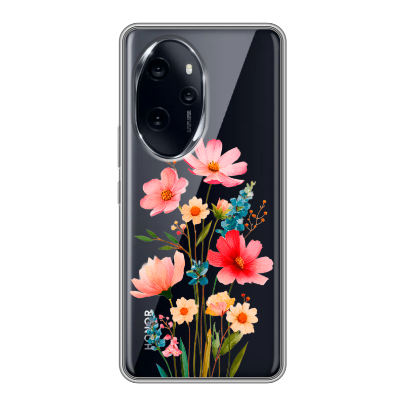 Силиконовый чехол на Honor 100 Pro с принтом Цветы Силиконовый чехол на Honor 100 Pro с принтом Цветы
