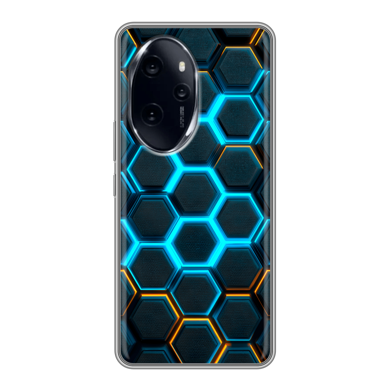 Силиконовый чехол на Honor 100 Pro с принтом Неоновые соты Силиконовый чехол на Honor 100 Pro с принтом Неоновые соты