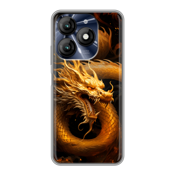 Силиконовый чехол на Itel A70 с принтом Золотой дракон Силиконовый чехол на Itel A70 с принтом Золотой дракон