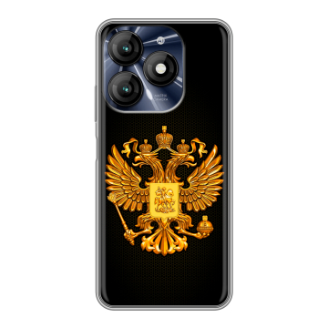 Силиконовый чехол на Itel A70 с принтом Герб России желтый Силиконовый чехол на Itel A70 с принтом Герб России желтый