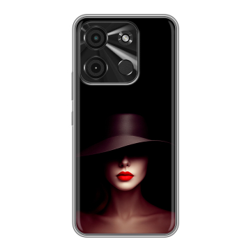 Силиконовый чехол на Itel A60 с принтом Девушка в шляпе Силиконовый чехол на Itel A60 с принтом Девушка в шляпе