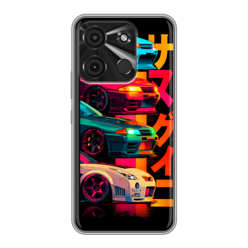 Силиконовый чехол на Itel A60 с принтом Гоночные машины Силиконовый чехол на Itel A60 с принтом Гоночные машины
