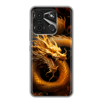 Силиконовый чехол на Itel A60 с принтом Золотой дракон Силиконовый чехол на Itel A60 с принтом Золотой дракон