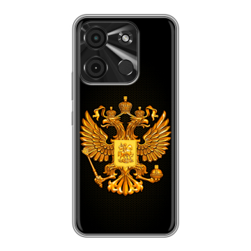 Силиконовый чехол на Itel A60 с принтом Герб России желтый Силиконовый чехол на Itel A60 с принтом Герб России желтый