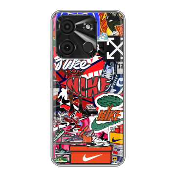 Силиконовый чехол на Itel A60 с принтом Найк Nike яркий Силиконовый чехол на Itel A60 с принтом Найк Nike яркий
