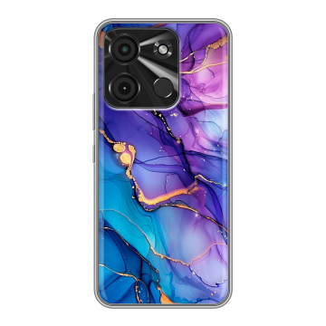 Силиконовый чехол на Itel A60 с принтом синий мрамор Силиконовый чехол на Itel A60 с принтом синий мрамор