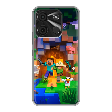 Силиконовый чехол на Itel A60 с принтом Майнкрафт Minecraft Силиконовый чехол на Itel A60 с принтом Майнкрафт Minecraft