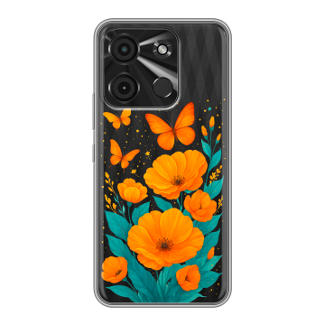 Силиконовый чехол на Itel A60 с принтом цветы бабочки