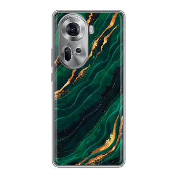 Силиконовый чехол на OPPO Reno 11 с принтом Мрамор зеленое золото Силиконовый чехол на OPPO Reno 11 с принтом Мрамор зеленое золото