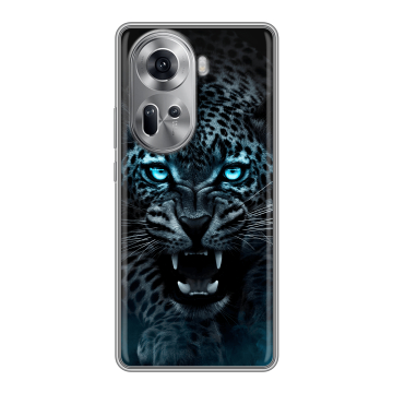 Силиконовый чехол на OPPO Reno 11 с принтом Темный леопард Силиконовый чехол на OPPO Reno 11 с принтом Темный леопард