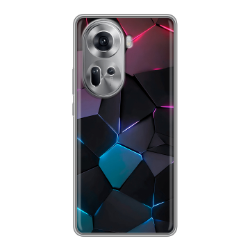 Силиконовый чехол на OPPO Reno 11 с принтом Геометрия неона