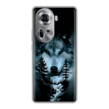Силиконовый чехол на OPPO Reno 11 с принтом Лесной волк
