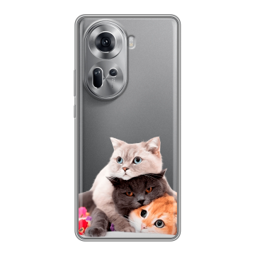 Силиконовый чехол на OPPO Reno 11 с принтом Кошки Силиконовый чехол на OPPO Reno 11 с принтом Кошки