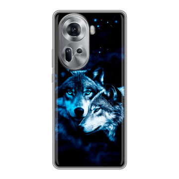 Силиконовый чехол на OPPO Reno 11 с принтом Волки Силиконовый чехол на OPPO Reno 11 с принтом Волки