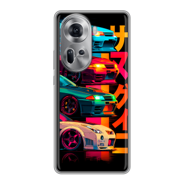 Силиконовый чехол на OPPO Reno 11 с принтом Гоночные машины