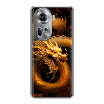 Силиконовый чехол на OPPO Reno 11 с принтом Золотой дракон