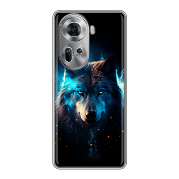 Силиконовый чехол на OPPO Reno 11 с принтом Волк ночной